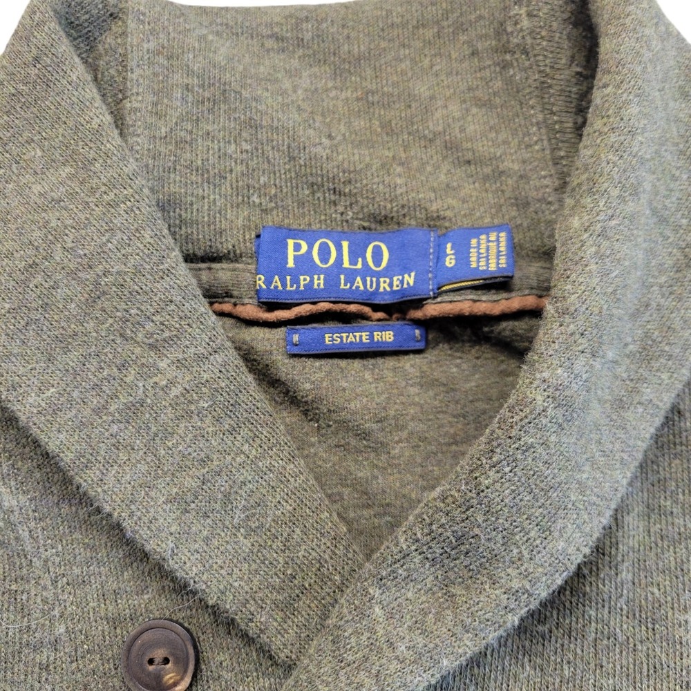 Polo Ralph Lauren Shawl Collar Pullover Sweater Green Size‎ Large Estate Rib - Picture 3 of 10